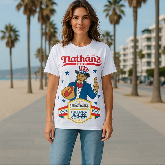 Nathan’s Tops - NWT, Authentic Coney Island Nathan’s hotdog T-shirt